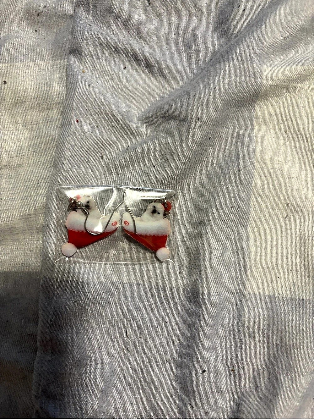 Red & White Animal Print Earrings